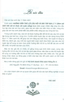 HƯỚNG DẪN TRẢ LỜI CÂU HỎI VÀ BÀI TẬP ĐỊA LÍ LỚP 11 (Bám sát SGK Kết nối tri thức với cuộc sống)